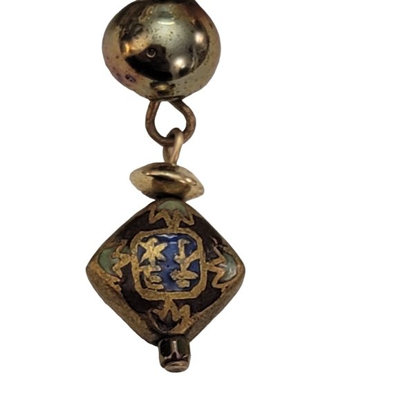 Glass White Bead Square Moss Agate Asian Bead Dangle Brooch K893 - Picture 6 of 9